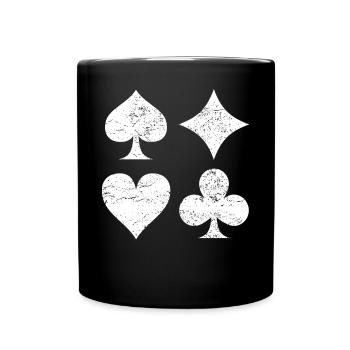 Playing cards cards deck of cards symbols gift - Full Colour Mug - black - Front