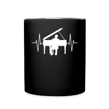 Joueur de piano EKG ligne piano piano cadeau - Mug uni - noir - Devant