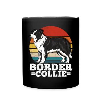 Border Collie Retro - Tasse einfarbig - Schwarz - Vorne