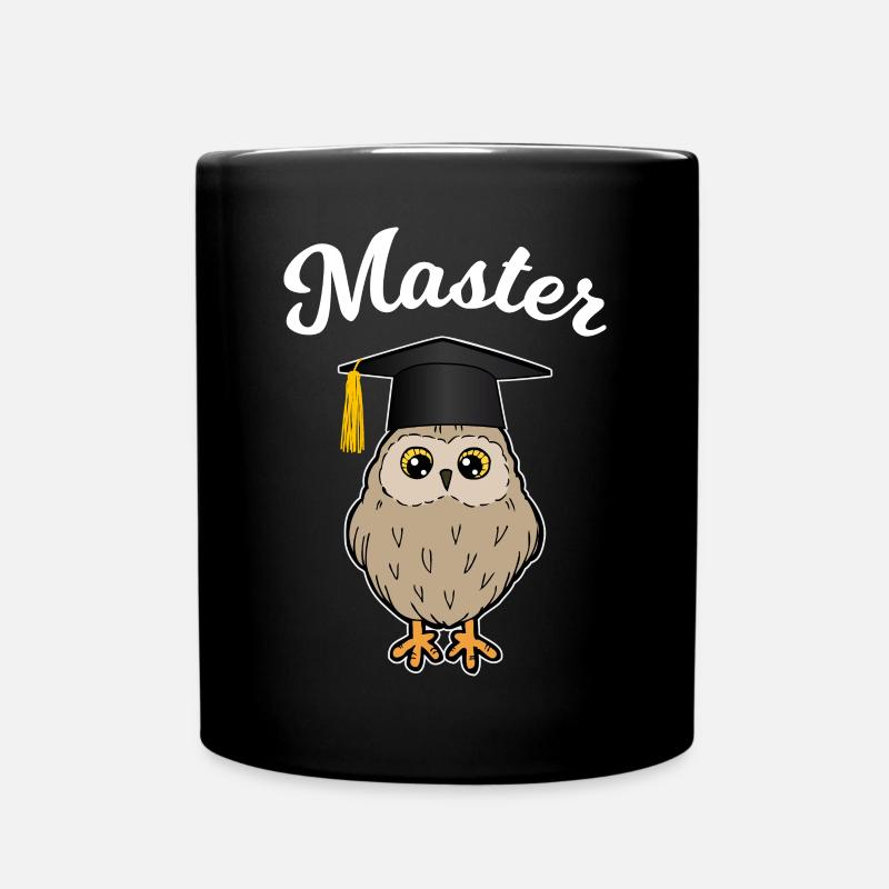 Master Eule Lustig Studium Abschluss Geschenk - Tasse einfarbig - Schwarz