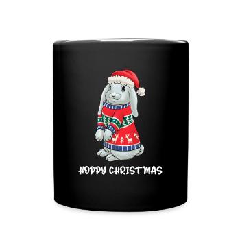 Hoppy Christmas Bunnies Christmas Rabbits XMAS - Full Colour Mug - black - Front
