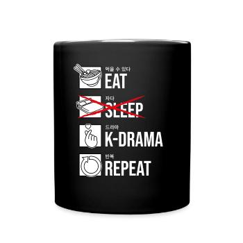 Eat Sleep K-Drama Repeat, coréen - Mug uni - noir - Devant