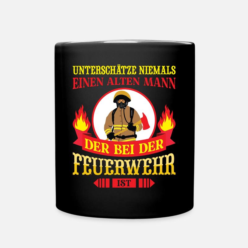 freiwillige Feuerwehr Feuerwehrmann Opa - Tasse einfarbig - Schwarz