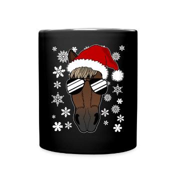 Lustiges Pferd Weihnachten Geschenk Geschenkidee - Tasse einfarbig - Schwarz - Vorne