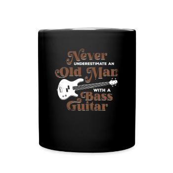 Vieil homme basse guitare basse basse guitariste cadeau - Mug uni - noir - Devant