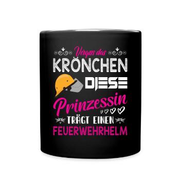 freiwillige Feuerwehr Feuerwehrfrau Mädchen Jugend - Tasse einfarbig - Schwarz - Vorne