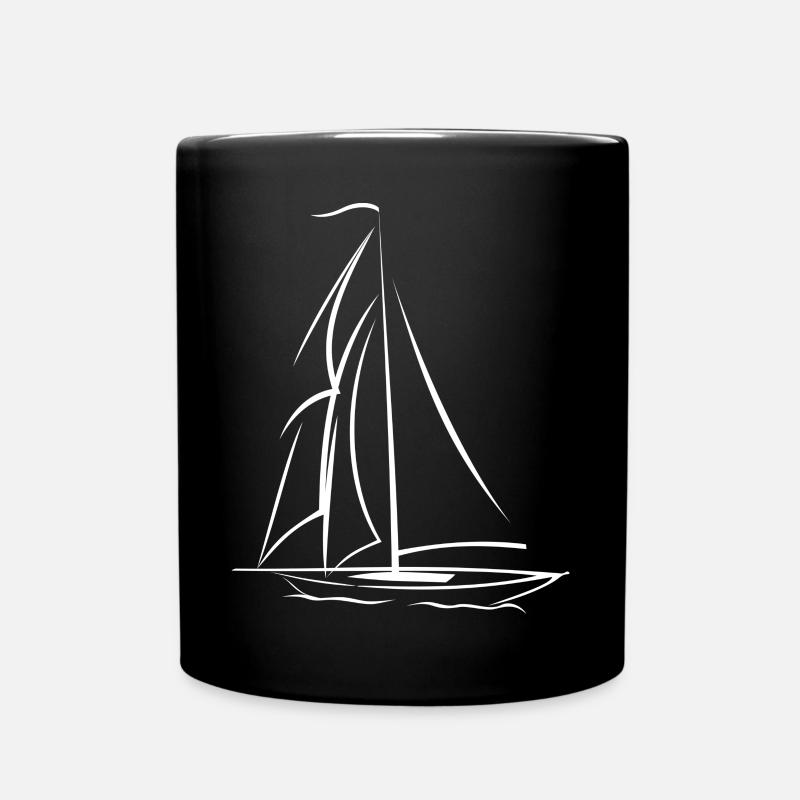 Einfaches weißes Segelboot - Tasse einfarbig - Schwarz
