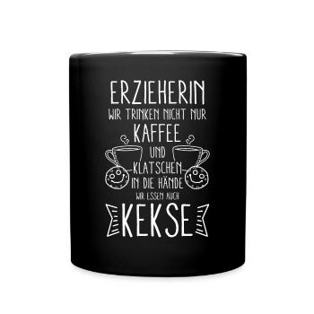 Erzieherin Abschiedsgeschenk - Tasse einfarbig - Schwarz - Vorne