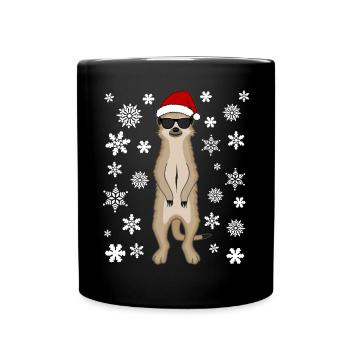 Drôle de cadeau de Noël suricate Santa - Mug uni - noir - Devant