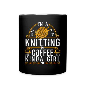Je suis un tricot et un café Kinda Girl Funny Knitter - Mug uni - noir - Devant