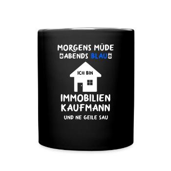 Immobilienkaufmann Immobilien Immobilienmakler - Tasse einfarbig - Schwarz - Vorne