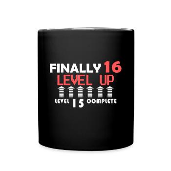 16th birthday, gamer birthday, gamer 16th - Full Colour Mug - black - Front
