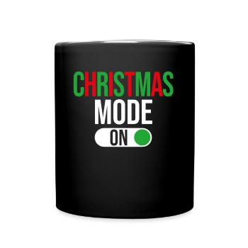 Christmas Mode On, Weihnachtszeit - Tasse einfarbig - Schwarz - Vorne