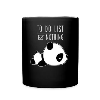 Netter schlafender Panda faul zu tun Liste lustiger Panda - Tasse einfarbig - Schwarz - Vorne