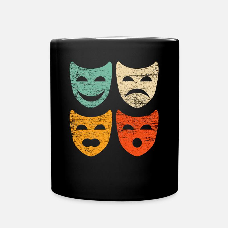 Theater Maske Retro - Tasse einfarbig - Schwarz