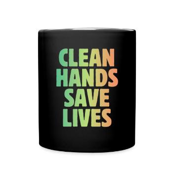 Germ-phobic clean hands save lives Quarantine-Hy - Full Colour Mug - black - Front