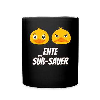 Ente Süß-Sauer Enten Geschenk - Tasse einfarbig - Schwarz - Vorne