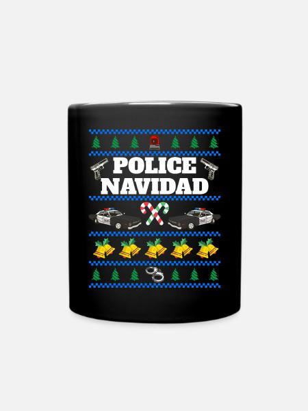 Police Navidad Ugly Christmas Sweater - Tasse einfarbig - Schwarz