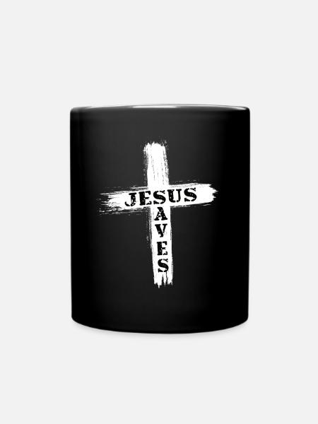 Jesus跨符号Religious Clothing Design - Full Colour Mug - black