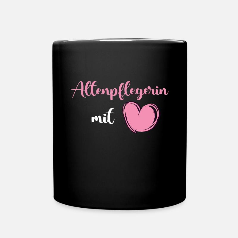 Altenpflegerin mit Herz - Tasse einfarbig - Schwarz