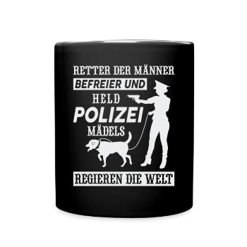 Polizistin Polizei Geschenk Damen Frauen Polizist - Tasse einfarbig - Schwarz - Vorne