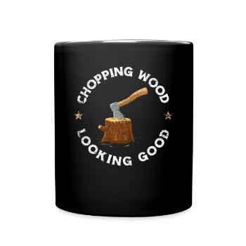 Holzarbeiter Holzhacken - Tasse einfarbig - Schwarz - Vorne