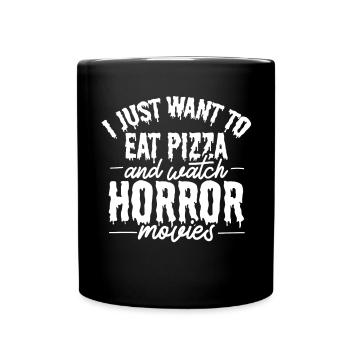 Films d'horreur sur la pizza - Mug uni - noir - Devant