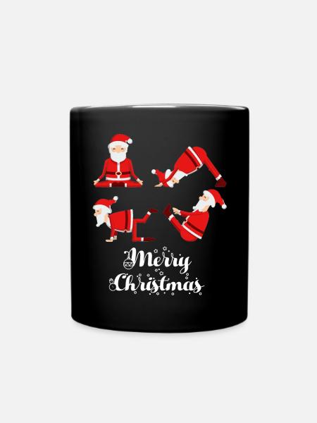 Yoga Christmas Fitness - Full Colour Mug - black