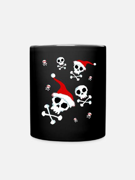 Christmas Skull Santa Skull - Full Colour Mug - black