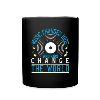 Music changes kids, and kids change the world - Full Colour Mug - black - Front