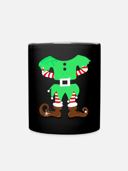 Weihnachtself Kostüm Elf - Wichtel Anzug - Tasse einfarbig - Schwarz