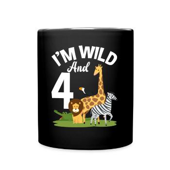 Chemise anniversaire 4e anniversaire jungle four - Mug uni - noir - Devant