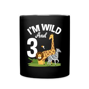 Chemise anniversaire 3ème anniversaire jungle trois - Mug uni - noir - Devant