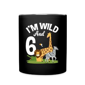 Chemise anniversaire 6ème anniversaire jungle six - Mug uni - noir - Devant