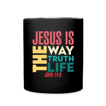 Citations religieuses Jésus vivant le chemin de la vérité - Mug uni - noir - Devant