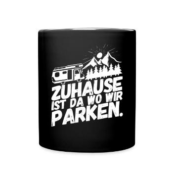 Camper Camping Campen Parken I - Tasse einfarbig - Schwarz - Vorne