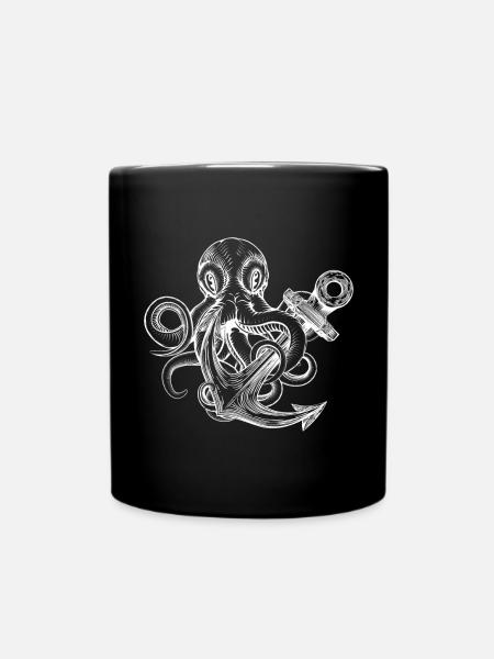 Kraken Anchor North Sea Sailor Northern Lights - Full Colour Mug - black