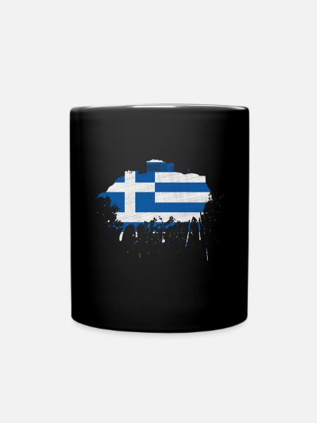 Athen Skyline Griechenland Flagge Fahne Akropolis - Tasse einfarbig - Schwarz