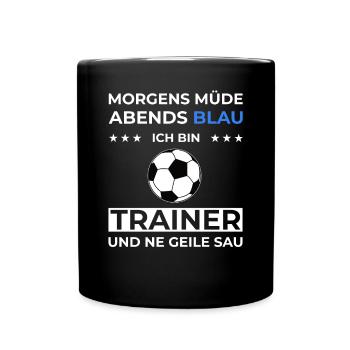 Coach Trainer Geschenkidee Fußballtrainer Fußball - Tasse einfarbig - Schwarz - Vorne