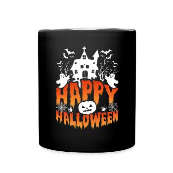 Happy Halloween Spooky House Scene - Full Colour Mug - black - Front