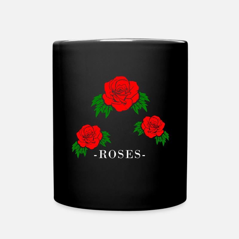 rote Rosen - Tasse einfarbig - Schwarz