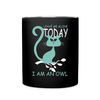 Chouette chat - Mug uni - noir - Devant