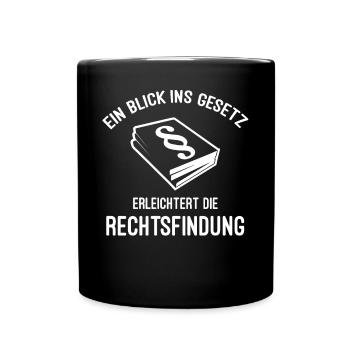Geschenk Anwalt Jurist - Tasse einfarbig - Schwarz - Vorne