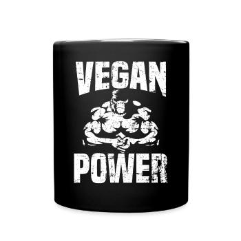 Vegan Power - Cadeau d'haltérophile athlète de force - Mug uni - noir - Devant