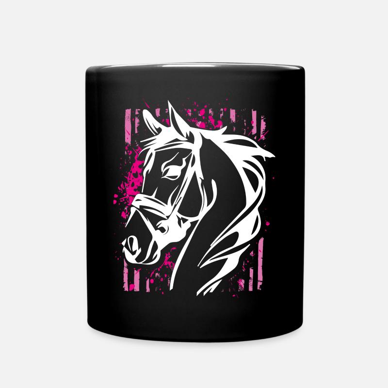 Graffiti-Stil Pferd mit Pinkem Farbsplash - Tasse einfarbig - Schwarz
