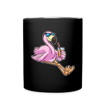 Lunettes de soleil flamant rose - Mug uni - noir - Devant
