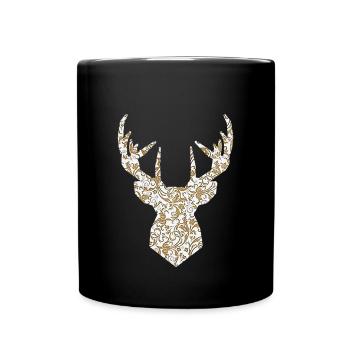 Deer head gold - Full Colour Mug - black - Front