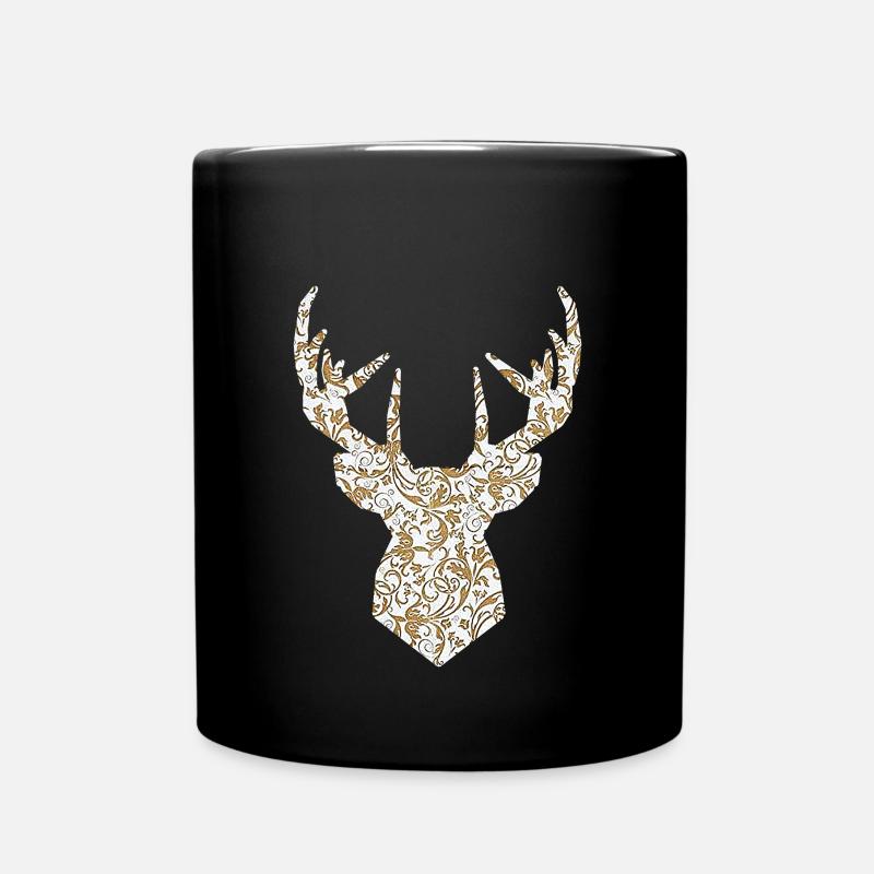 Hirschkopf Gold - Tasse einfarbig - Schwarz
