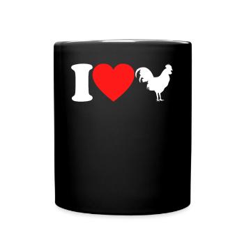 I love chickens chicken rooster heart saying gift - Full Colour Mug - black - Front