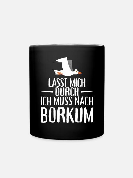 Lasst mich durch ich muss nach Borkum Möwe - Tasse einfarbig - Schwarz